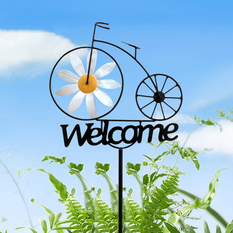Outdoor Garden Daisy Windmill Decoration Metal Yard Art