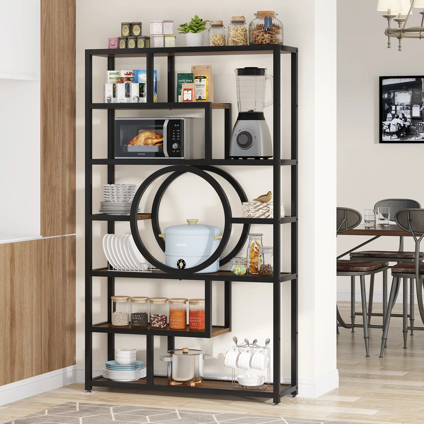 Tribesigns Industrial Etagere Bookshelf Freestanding Tall Display Shelf