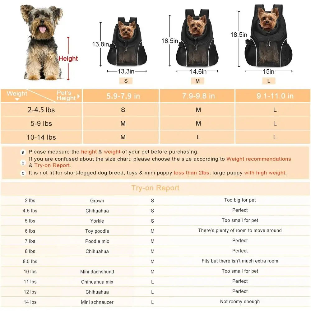 Pet Dog Carrier Backpack Ventilated Mesh Front Travel With Safety Belt