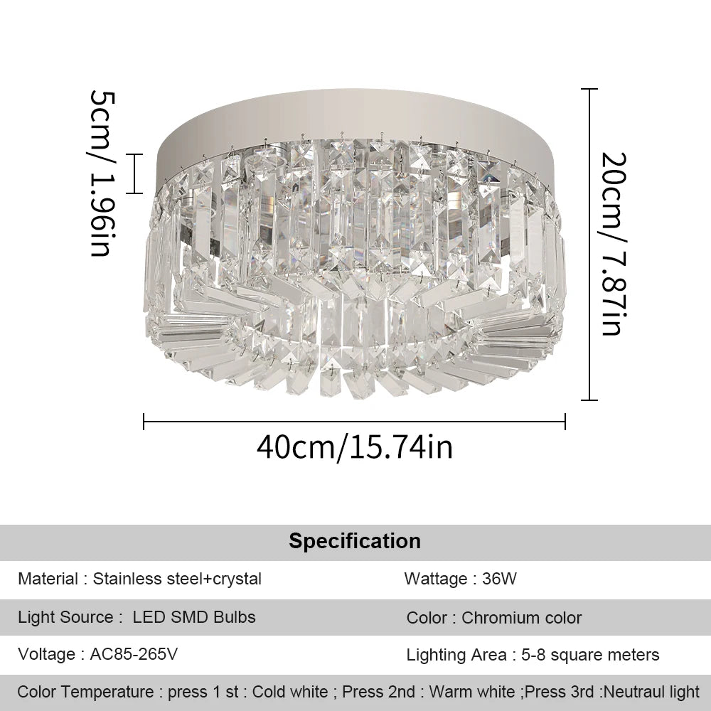 VETRULUS Crystal Ceiling Lamp Modern Chandelier Living Room