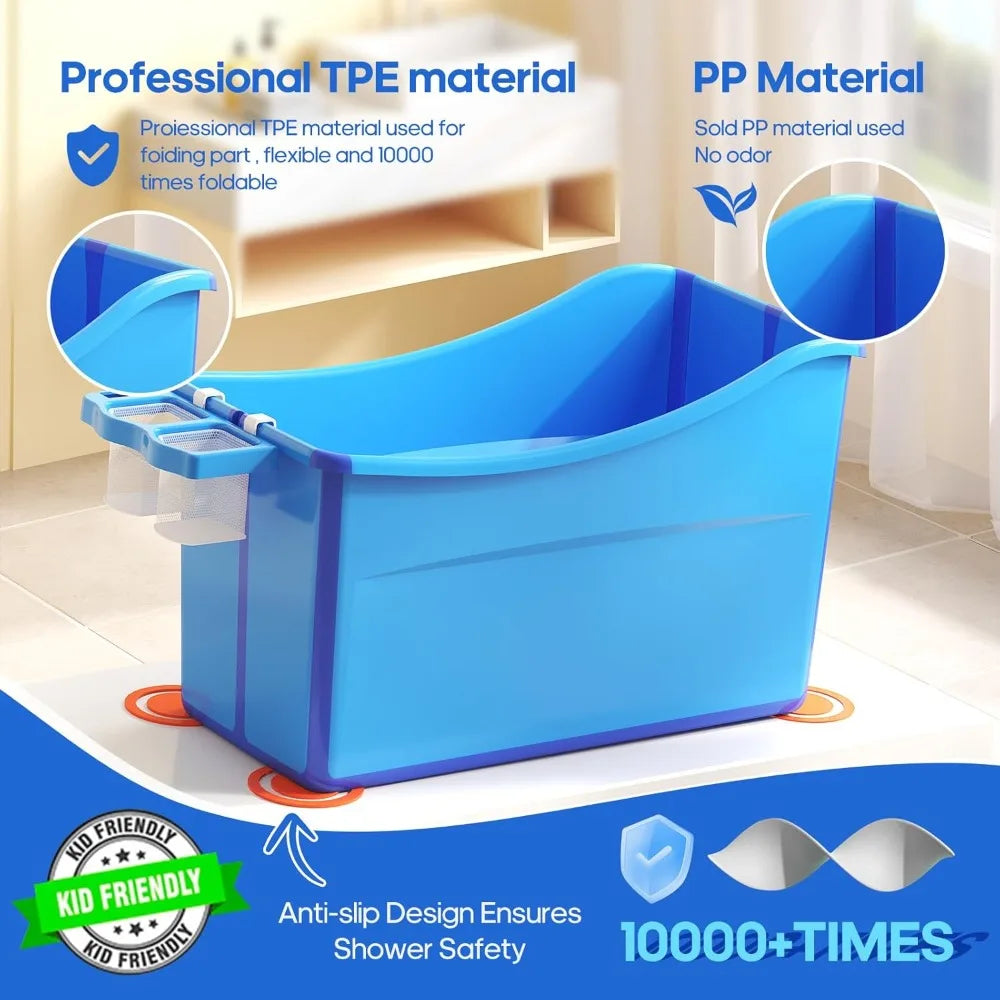 Portable Foldable Baby Bathtub with Thermometer for Toddlers - Large Size for Kids