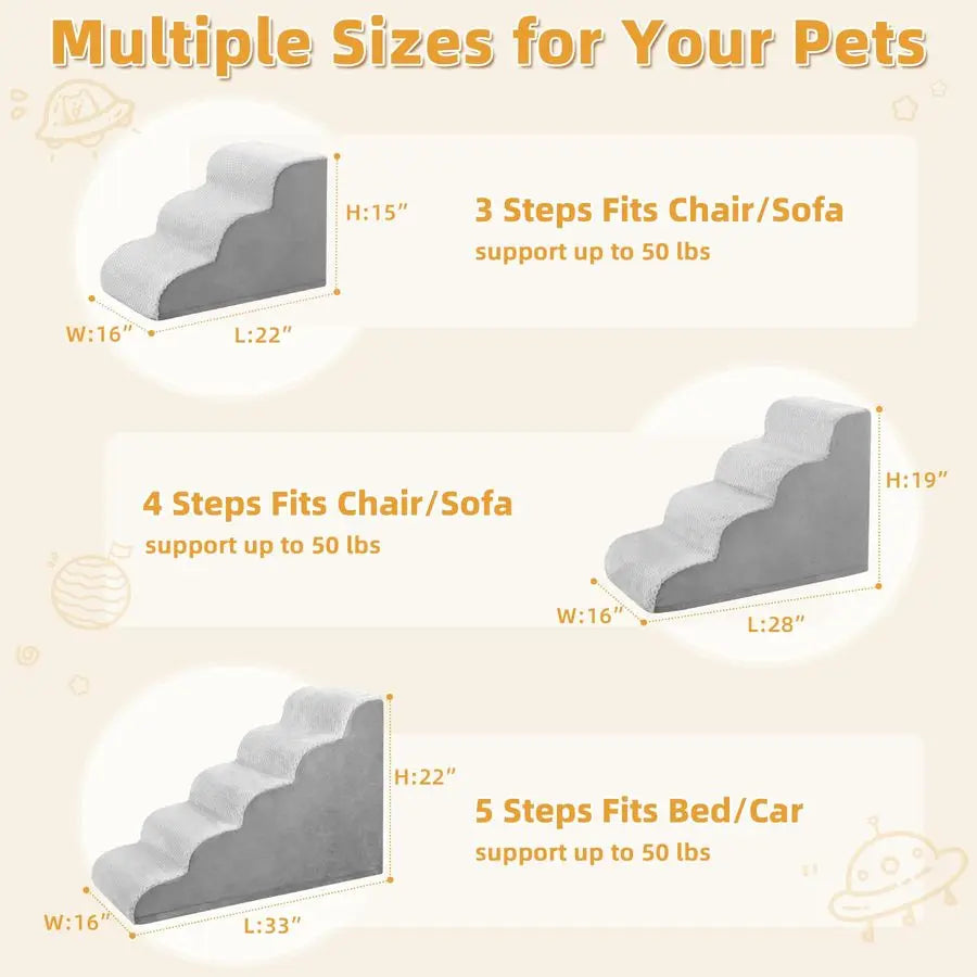 Dog Stairs Ramp Curved 4Step Steps For Small Dogs