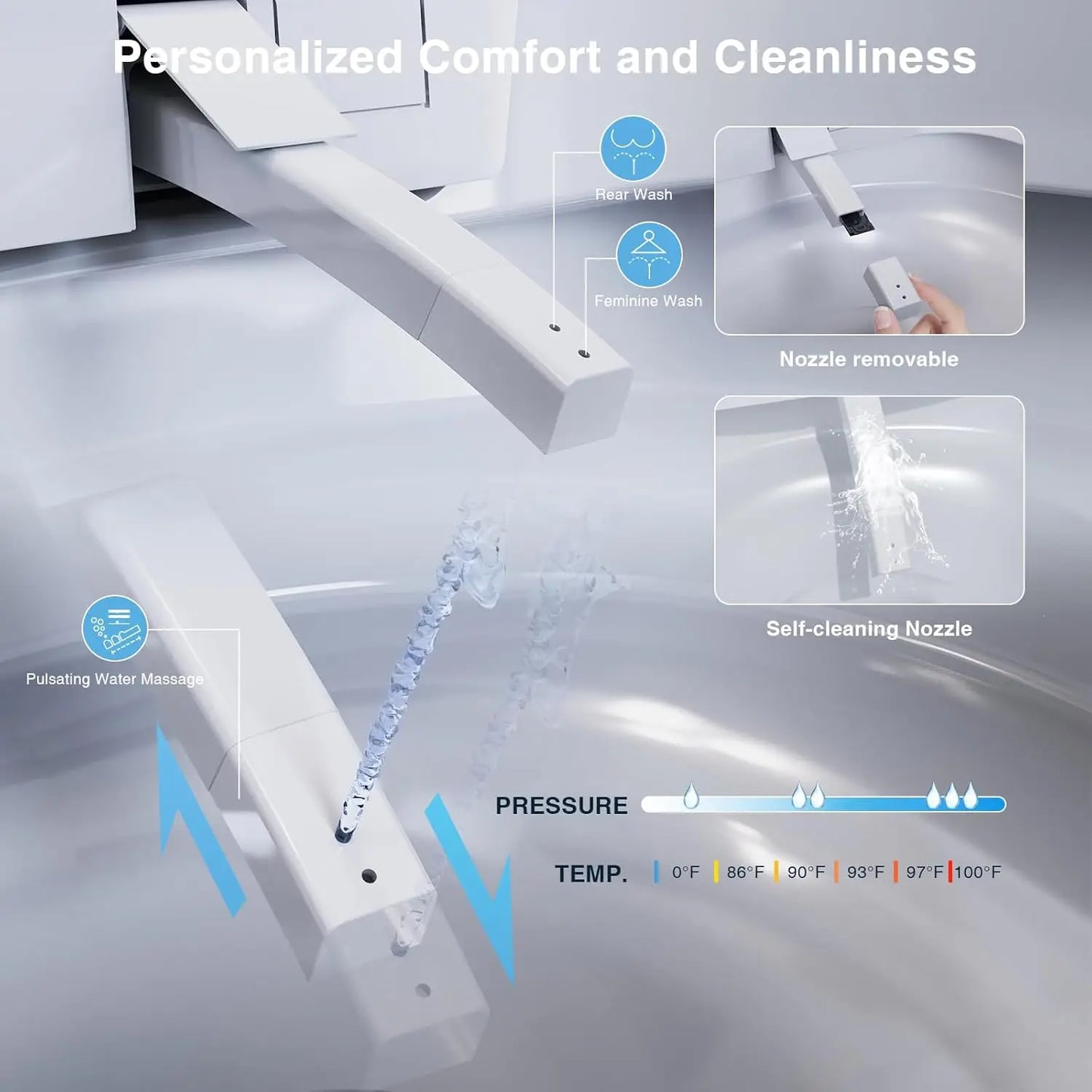 HUANZHUANG Smart Tankless Toilet with Heated Seat and Auto Flush