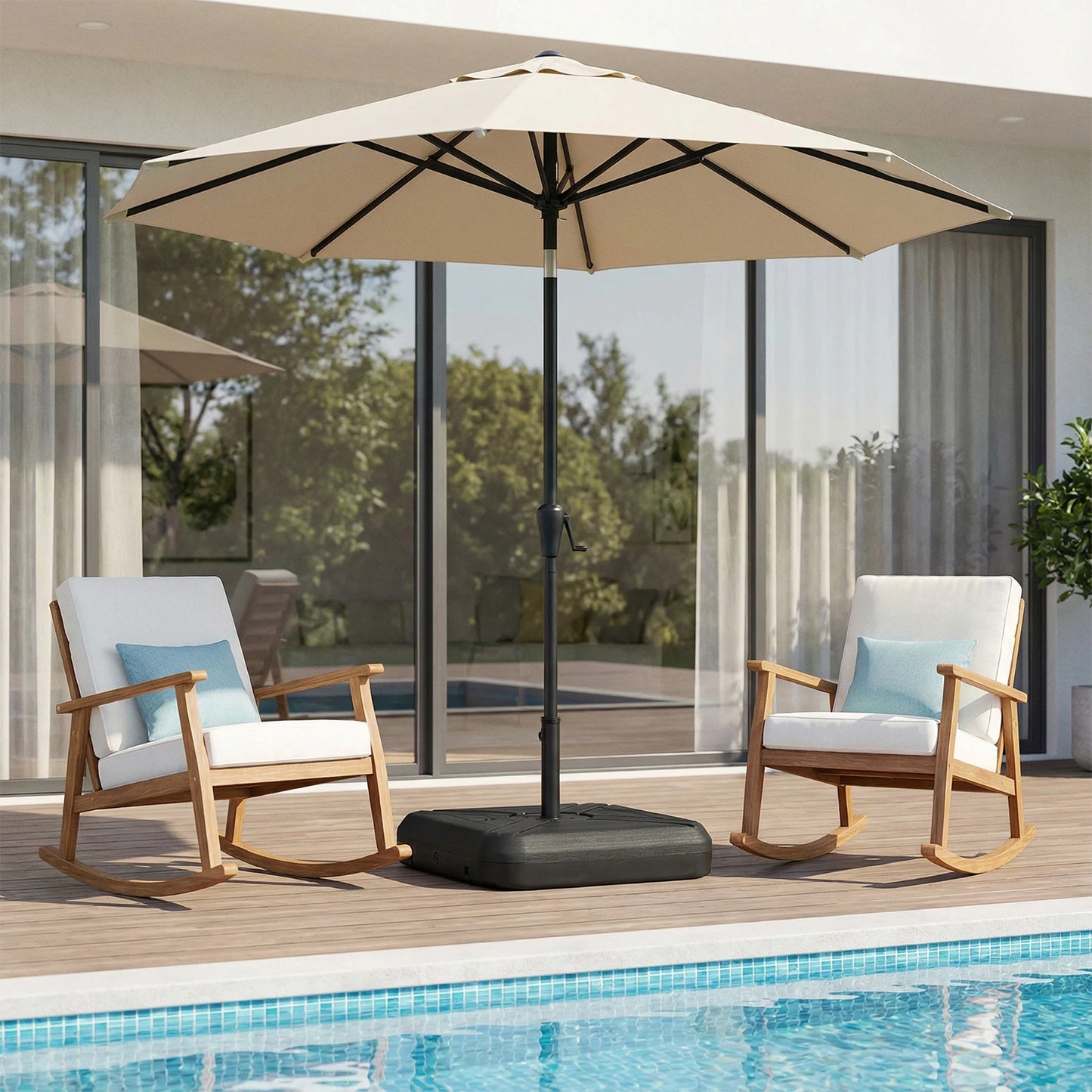 Cantilever Patio Umbrella Base With Wheels 130kg Capacity