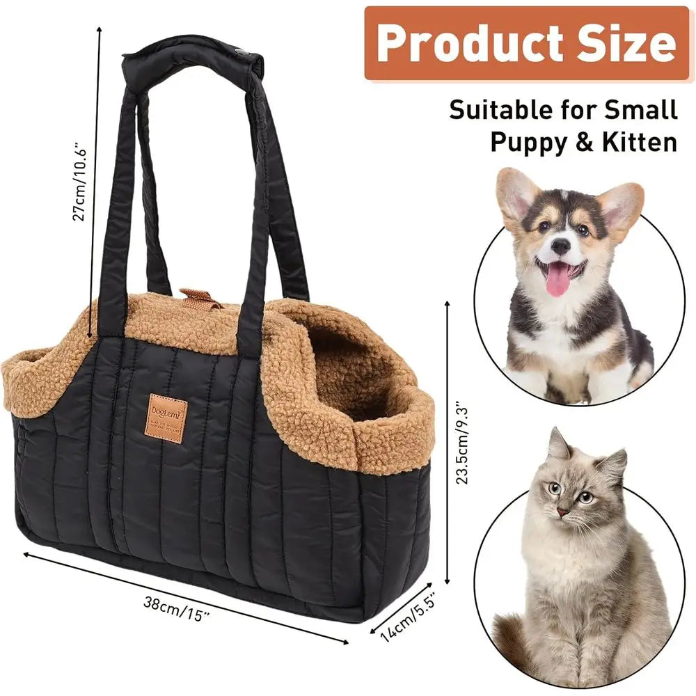 Winter Fleece Waterproof Dog Carrier Purse With Secure Harness Clip