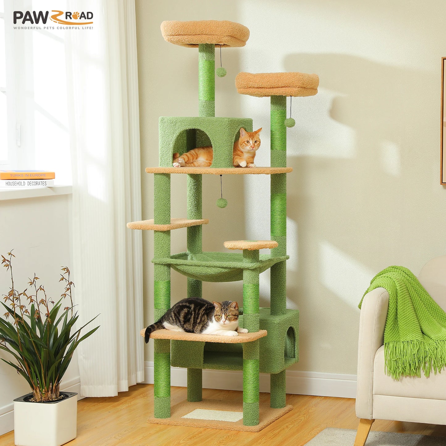 PETEPELACN Cat Tree Tower With Sisal Scratching Posts Hammocks