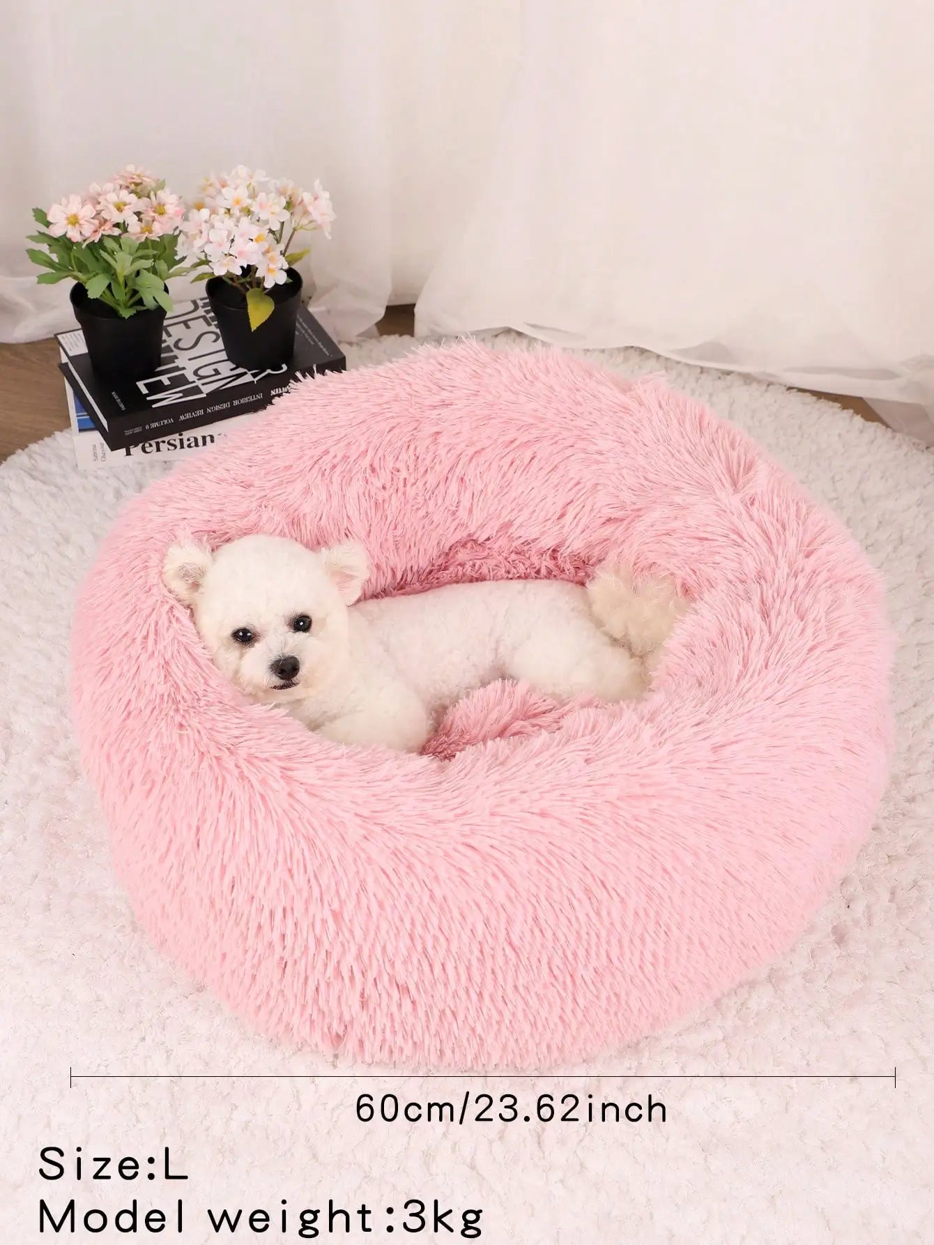 Luxurious Plush Round Pet Bed For Small To Medium Pets