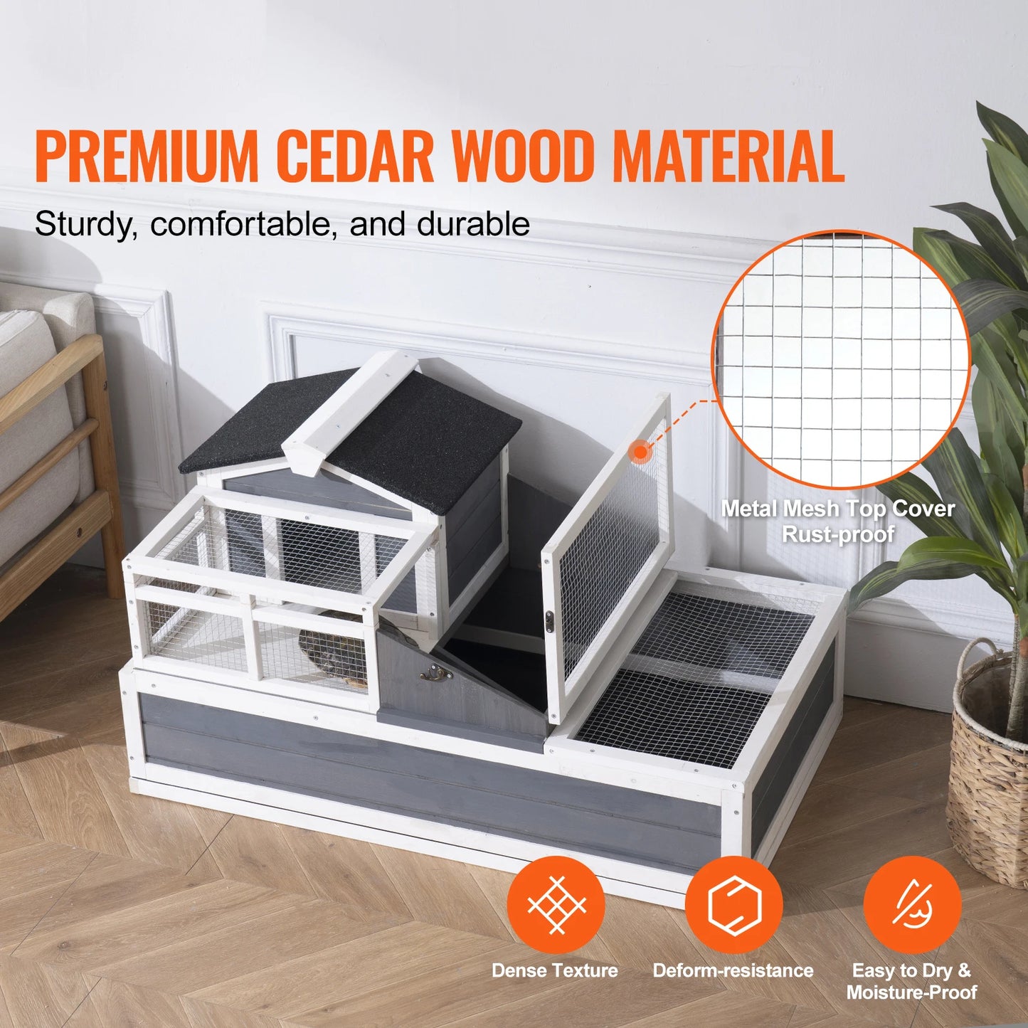 SucceBuy Tortoise Habitat Cedar Wood Enclosure With Lamp Holder