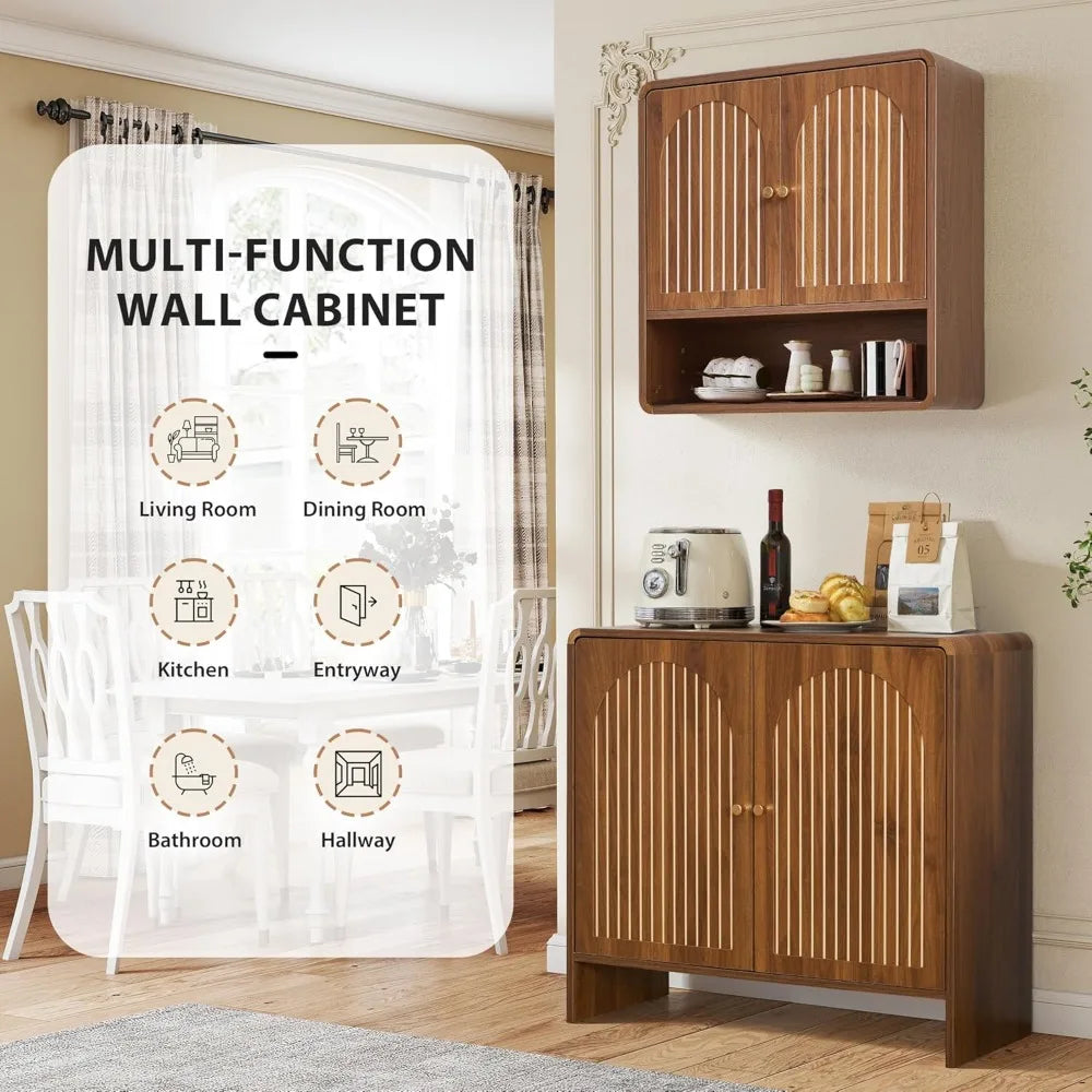 Wall Mounted Mid Century Wood Bathroom Cabinet With Adjustable Shelf