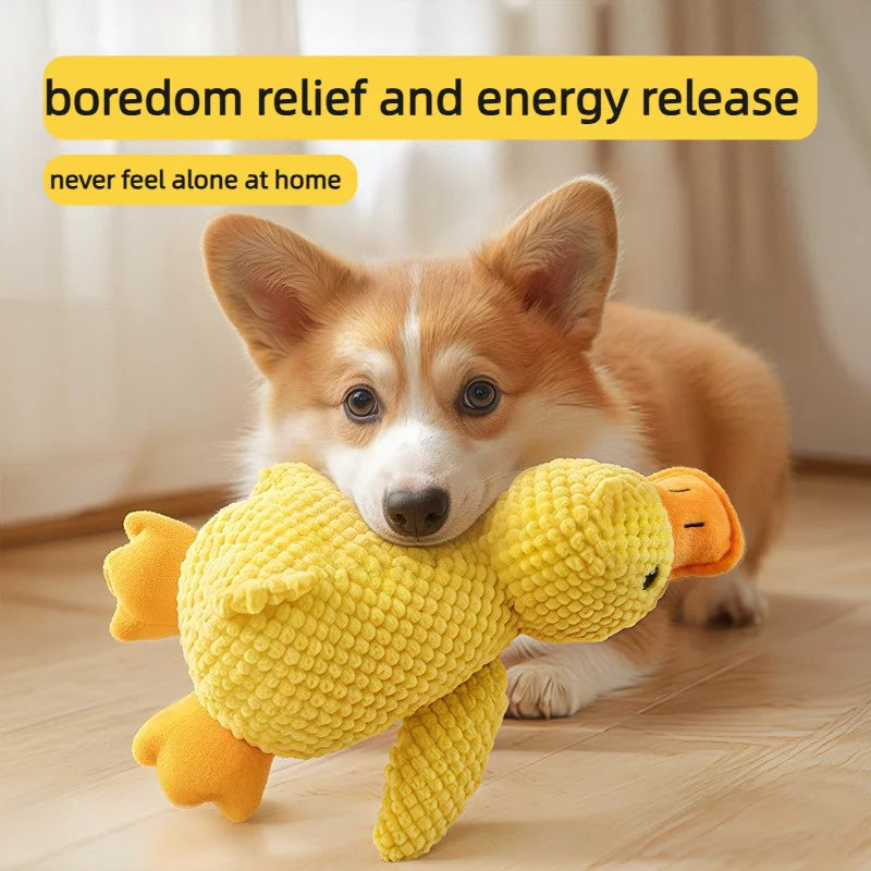 Plush Duck Dog Toy Squeaky Teething Bite-Resistant