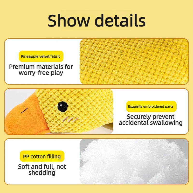 Plush Duck Dog Toy Squeaky Teething Bite-Resistant