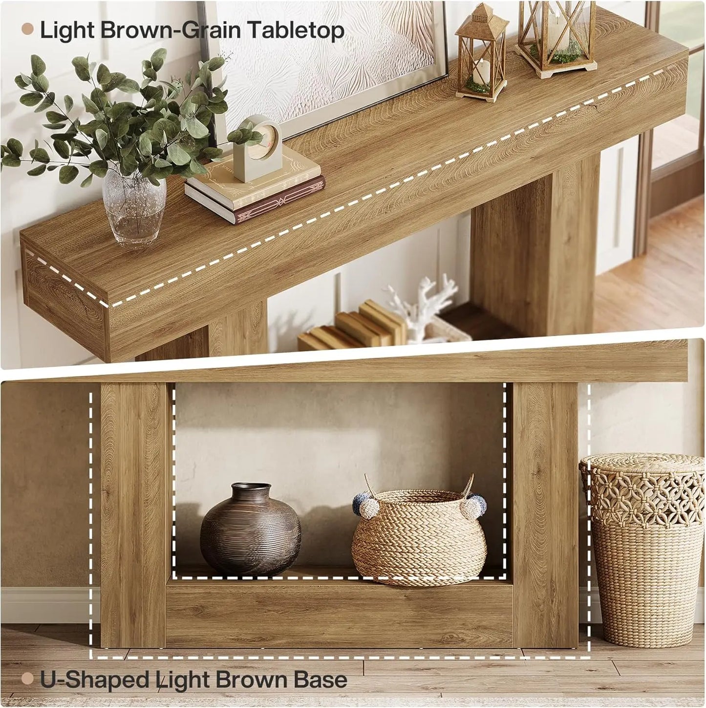 Tribesigns Farmhouse Console Table With U Shaped Base