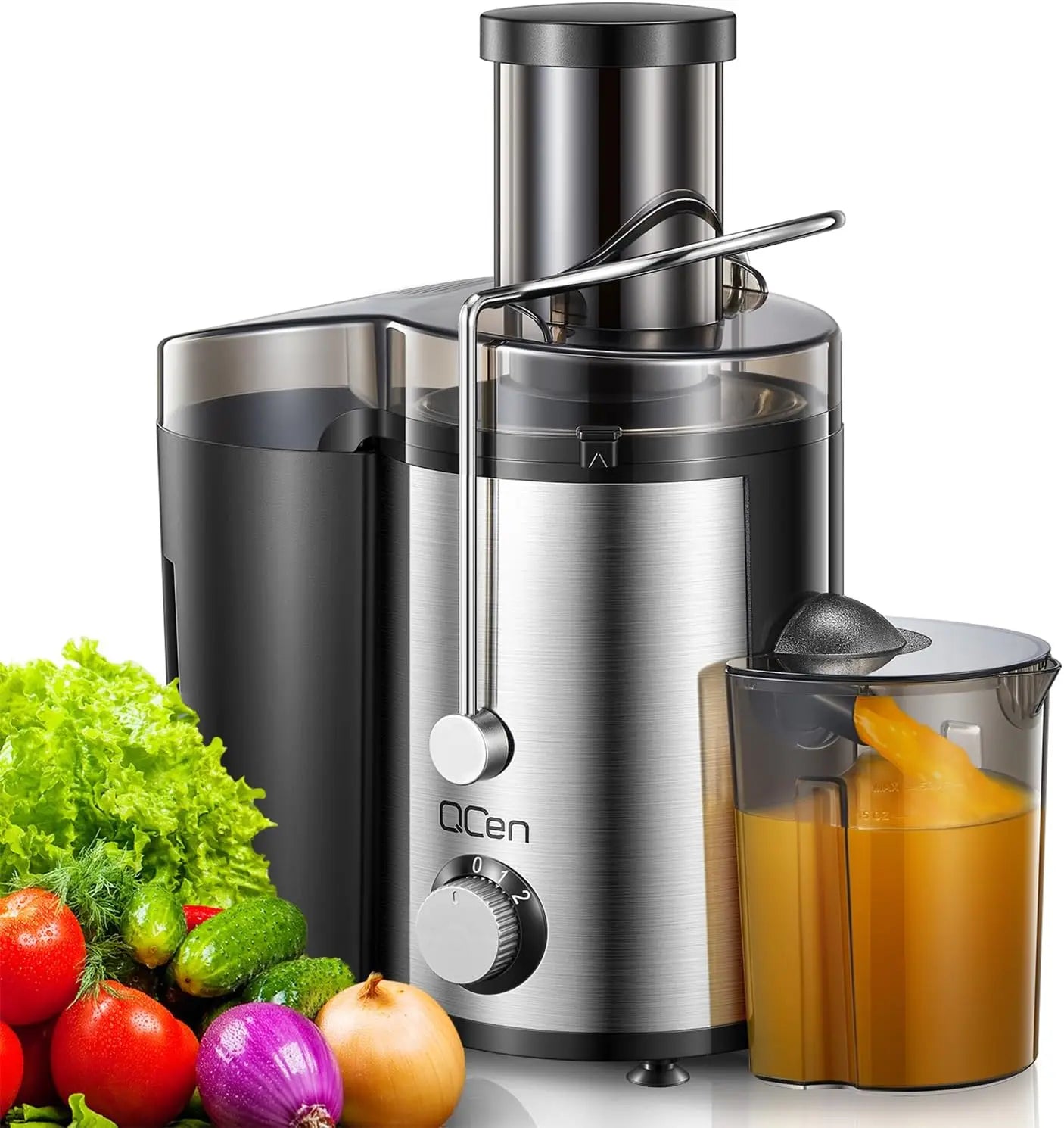 Qcen 800W Centrifugal Juicer Machine Stainless Steel With Wide Mouth