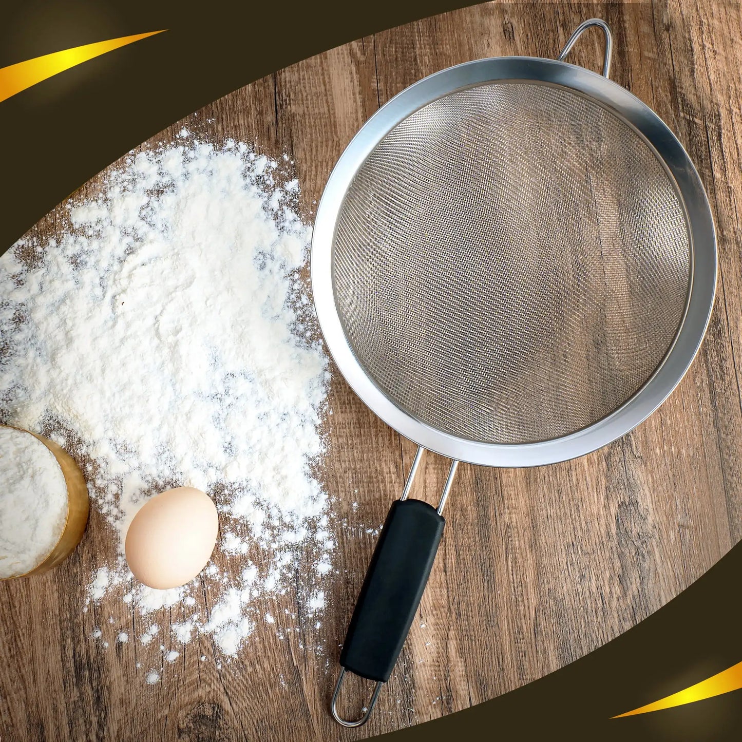 3 Pcs Fine Mesh Strainers Set of 3 Size with Handle,3.4",5.5",7.9" Kitchen Stainless Steel Strainer for Juicing,Pasta,Food,Flour