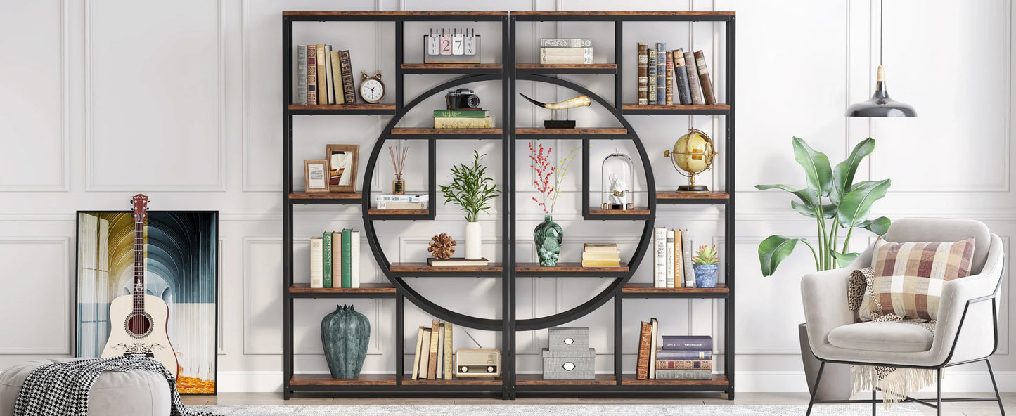 Tribesigns Industrial Etagere Bookshelf Freestanding Tall Display Shelf