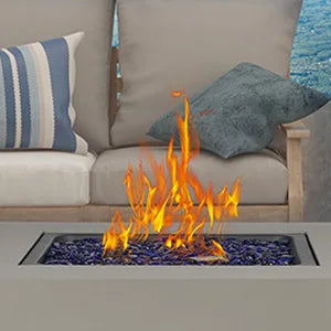 Outdoor Gas Fire Pit Table With Lid And Glass Rocks