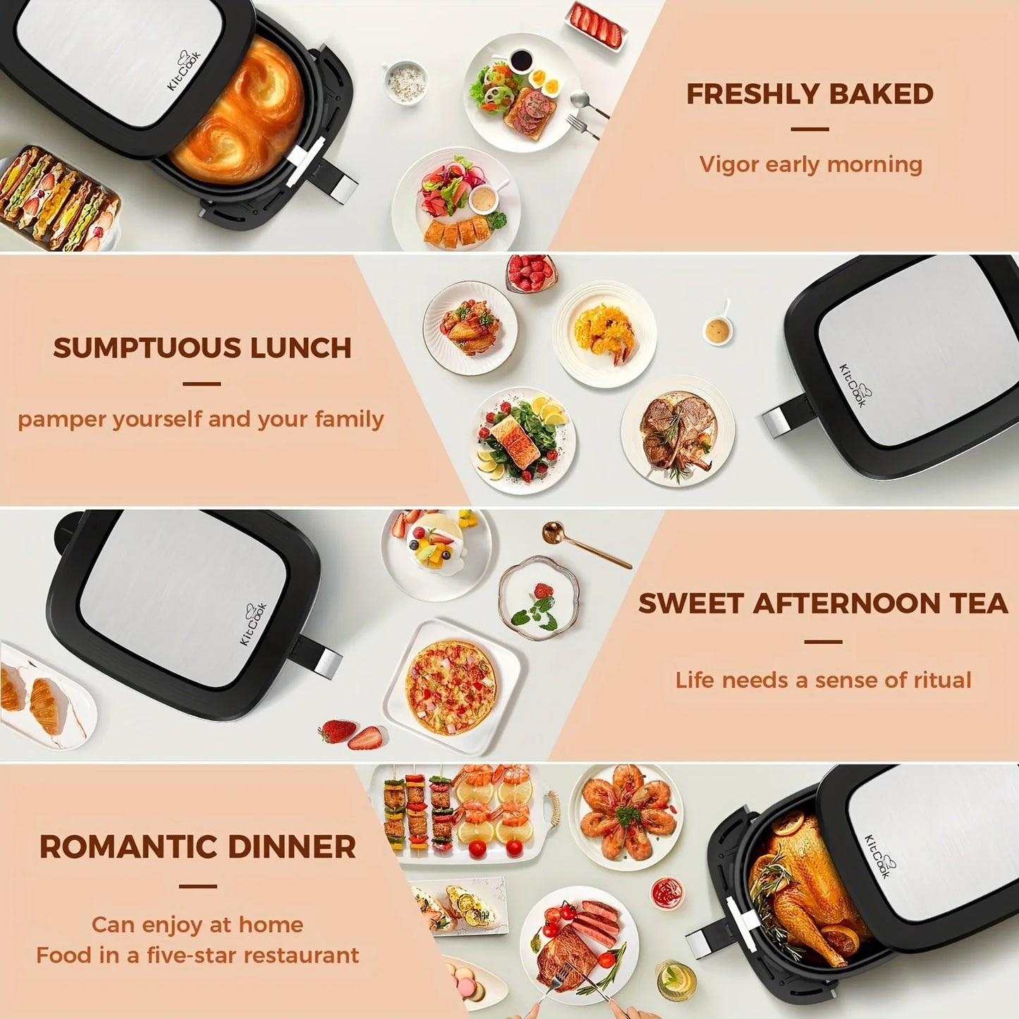 KitCook Air Fryer 1500W Equipped With Eight Presets And Digital