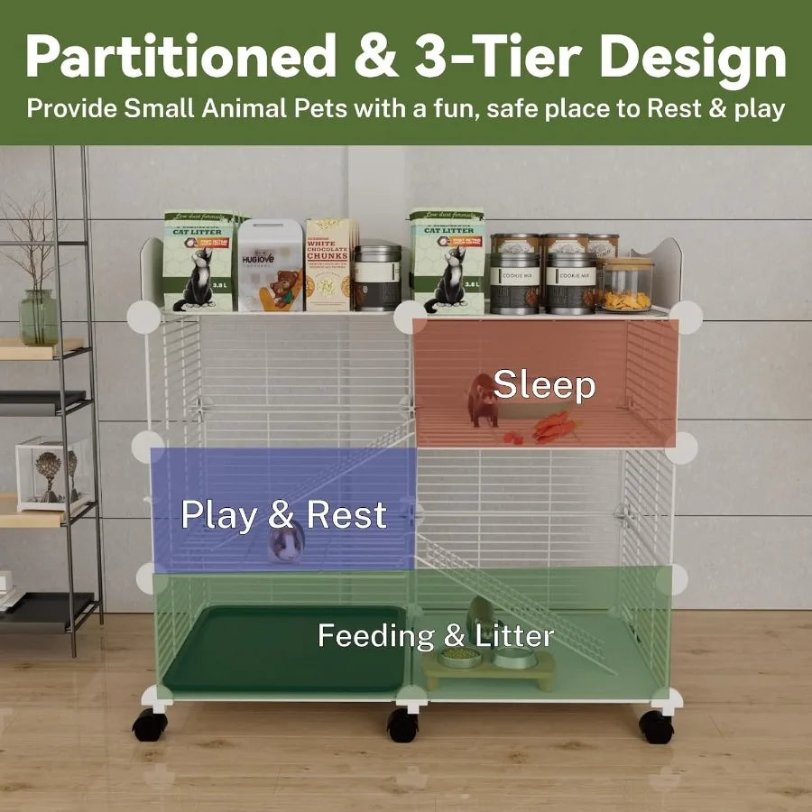 Guinea Pig Cage On Wheels 3 Tier Engineering With Tray