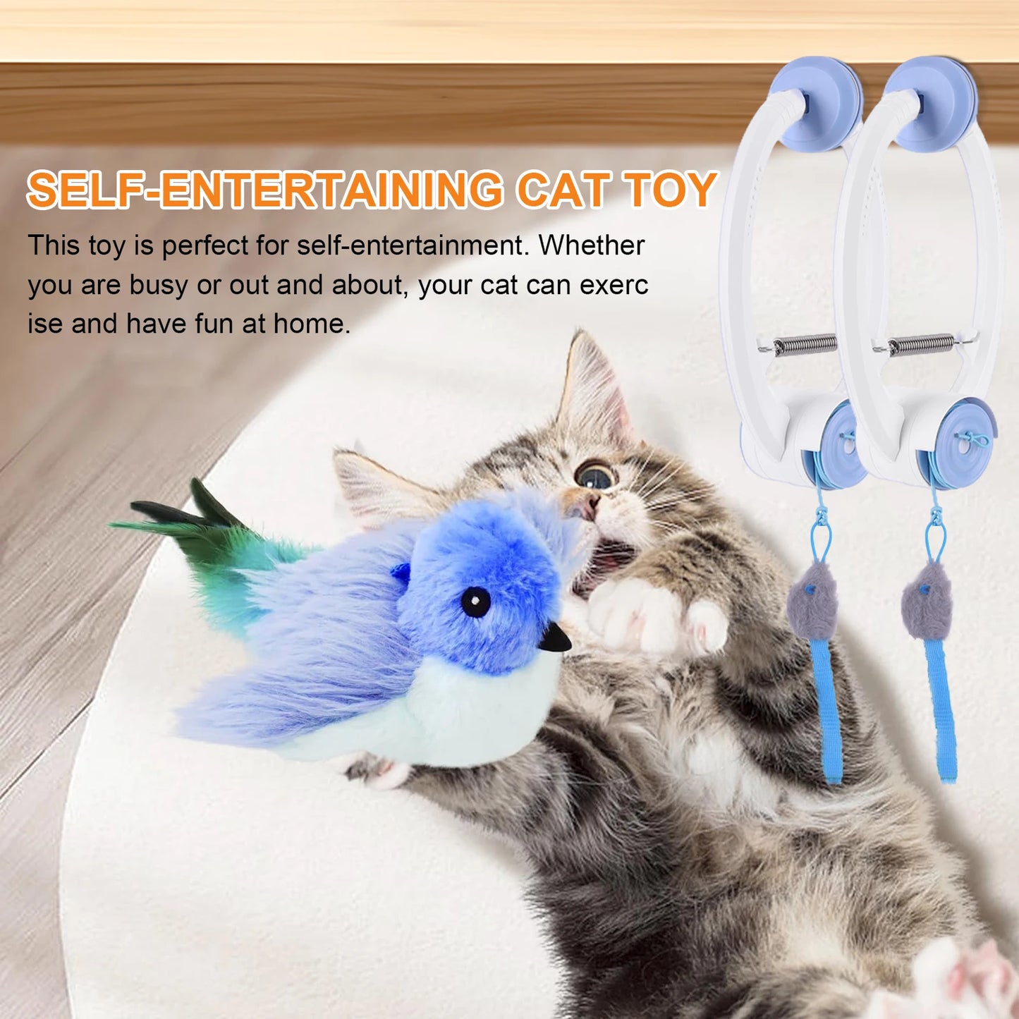 Door Hanging Automatic Retractable Kitten Teaser Toy With Catnip Mice