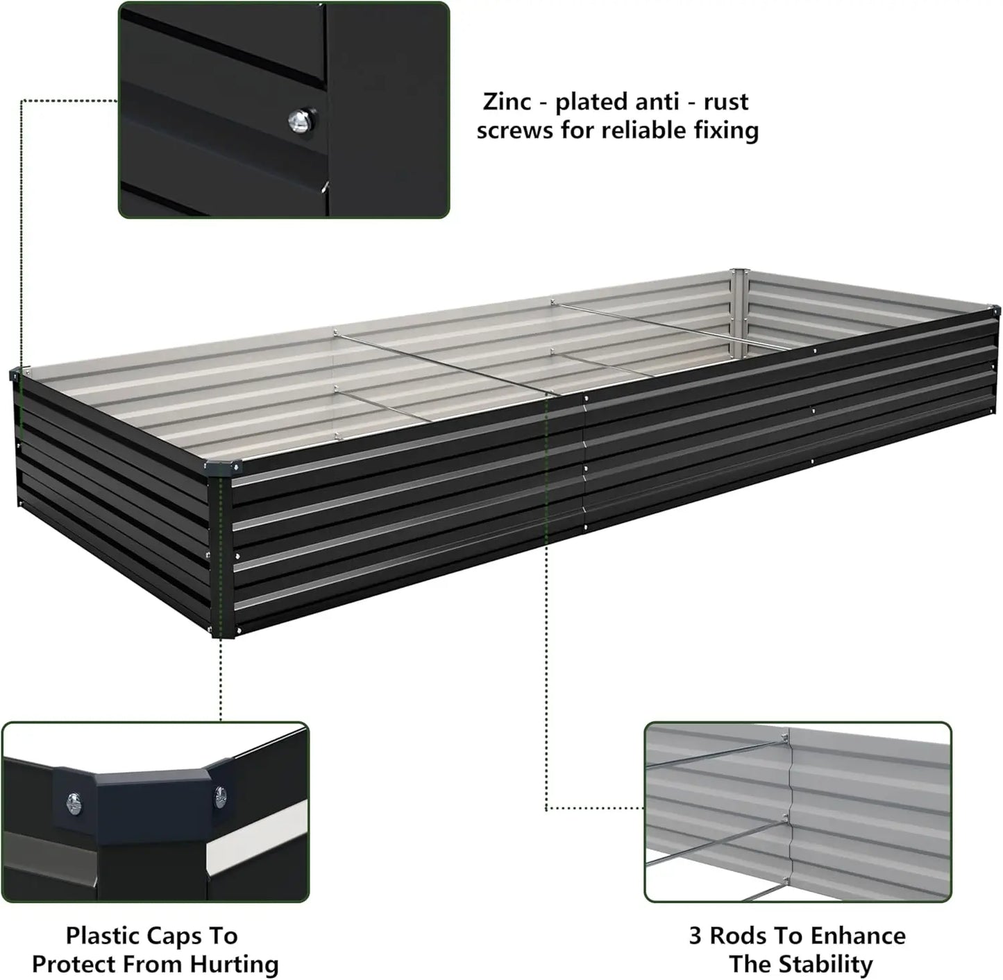 Galvanized Steel Raised Garden Bed Kit 2 Pack