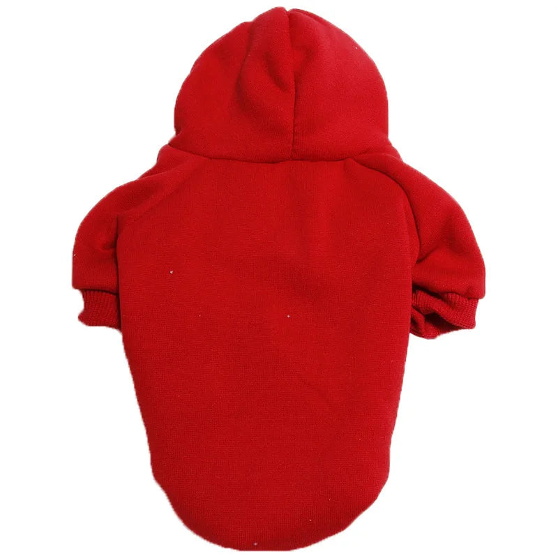 Solid Fleece Dog Jacket Coat With Hood For All Breeds