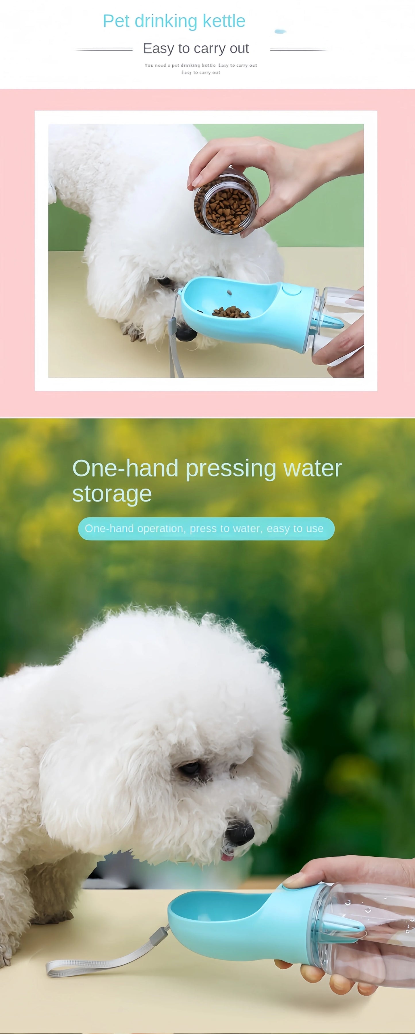 Portable Pet Water Bottle With Food And Water Storage Travel