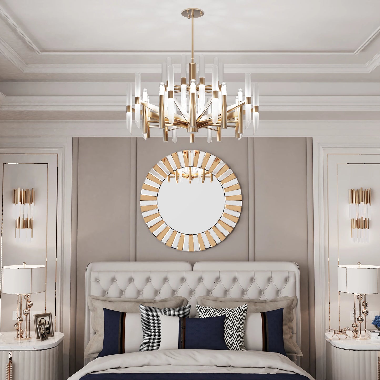 Decorative Round Starburst Wall Mirror Venetian Style