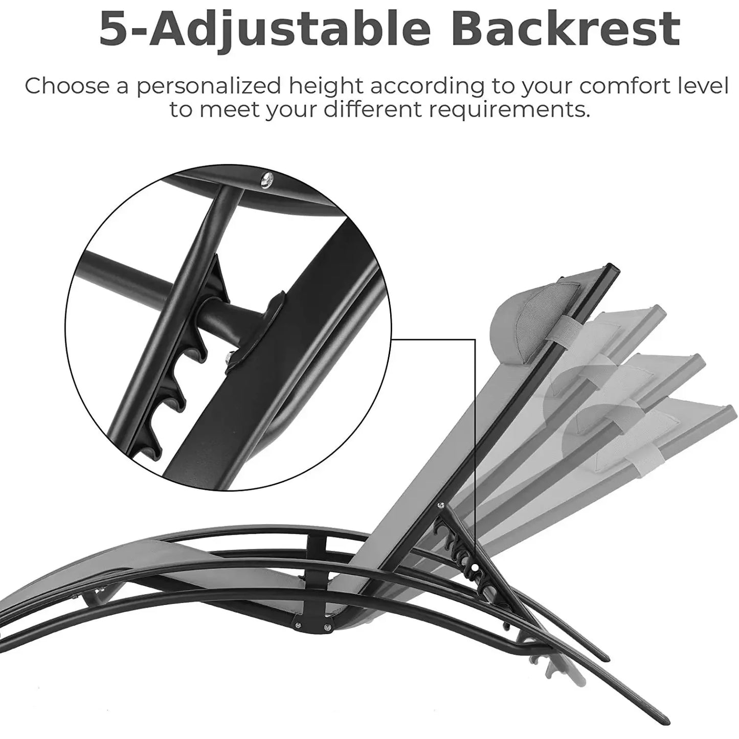 AuAg 5-Position Aluminum Outdoor Lounge Chair Set With Table