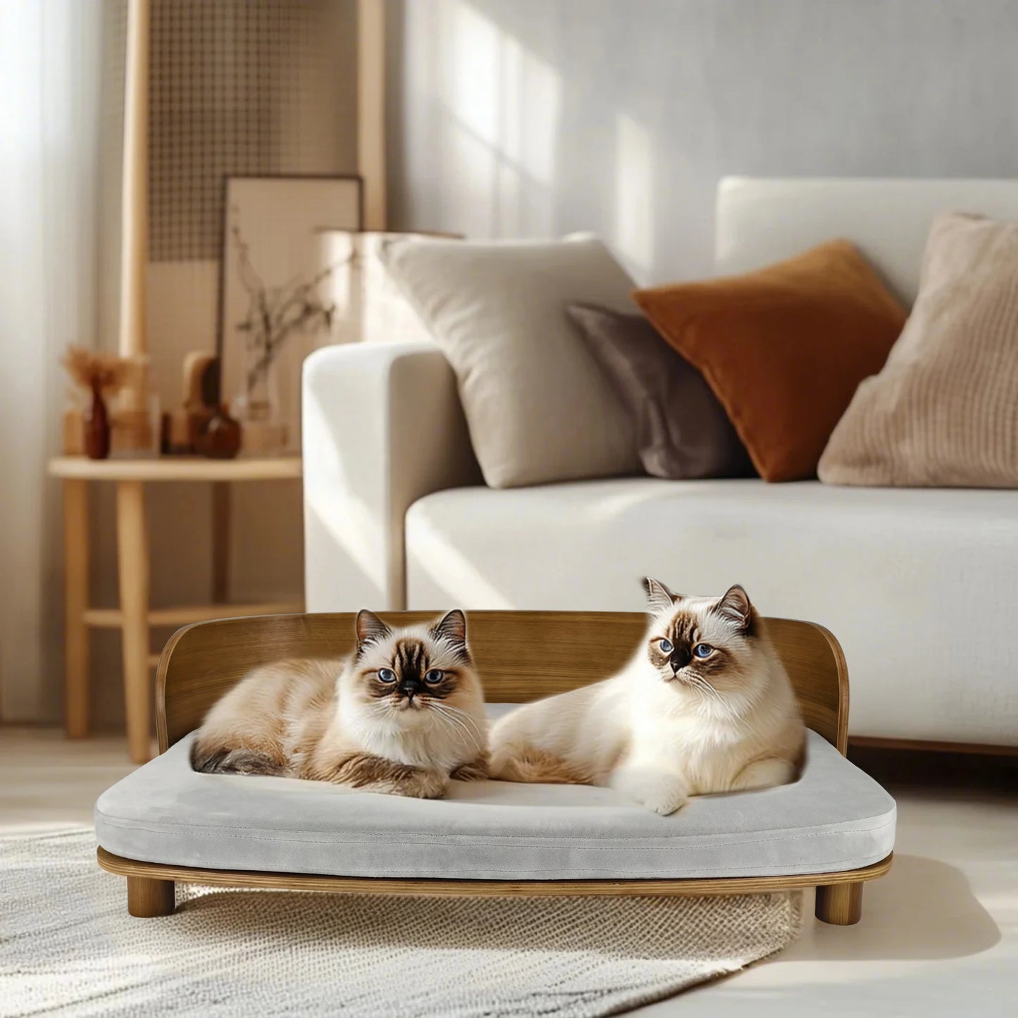 BINGOPAW Elevated Cat Bed Wooden Indoor Pet Sofa