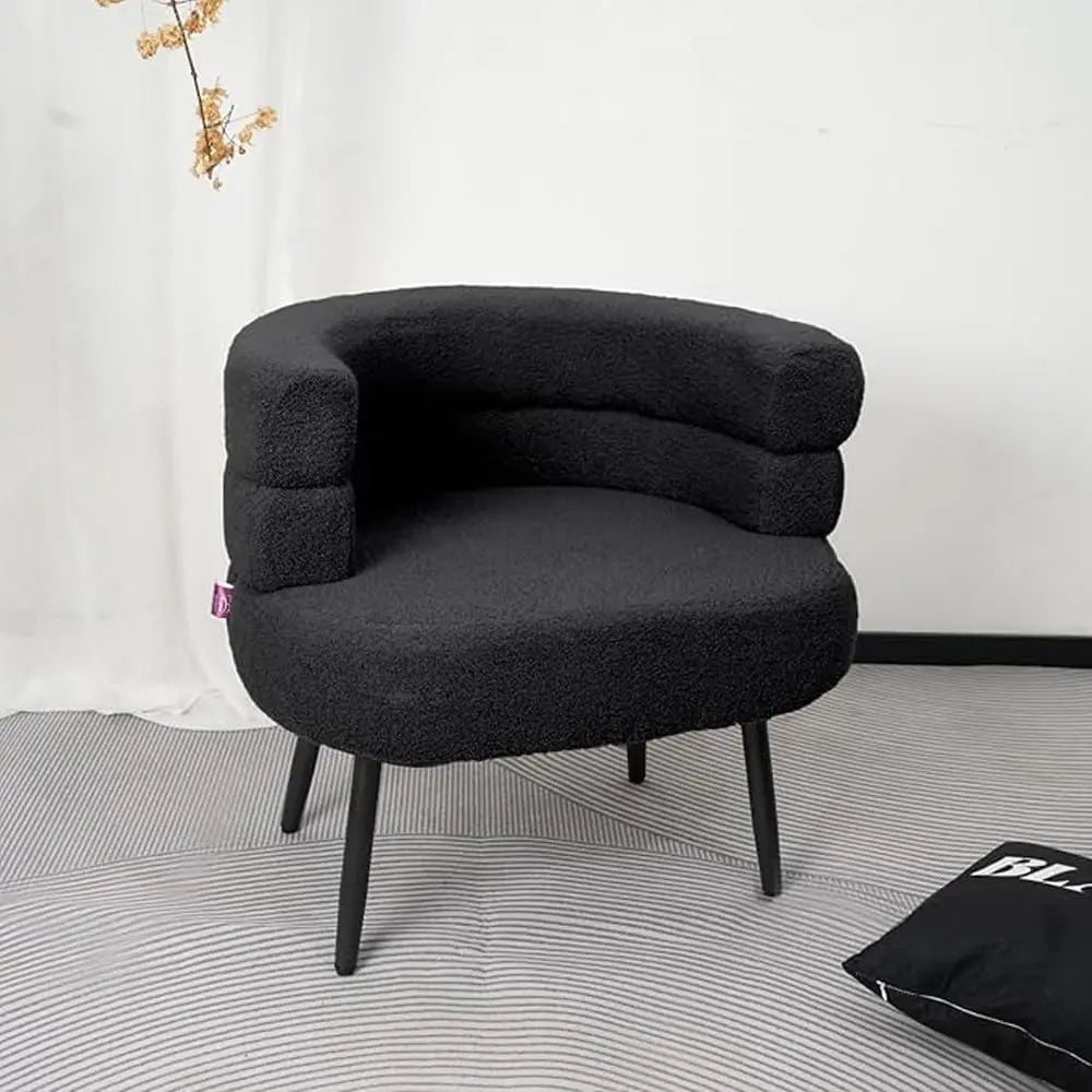 Accent Chair Sherpa Upholstered Boucle Modern White Fluffy Comfy Teddy Armchair Comfortable Reading Chair for Living Room Bedroo