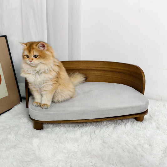 BINGOPAW Elevated Cat Bed Wooden Indoor Pet Sofa