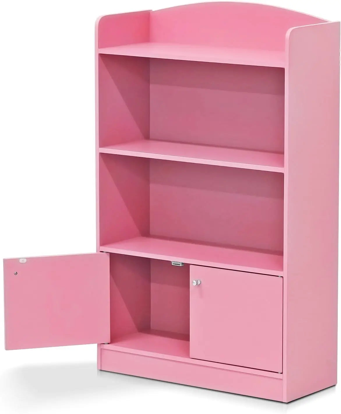 3-Tier Bookcase With Storage Cabinet And Door For Living Room