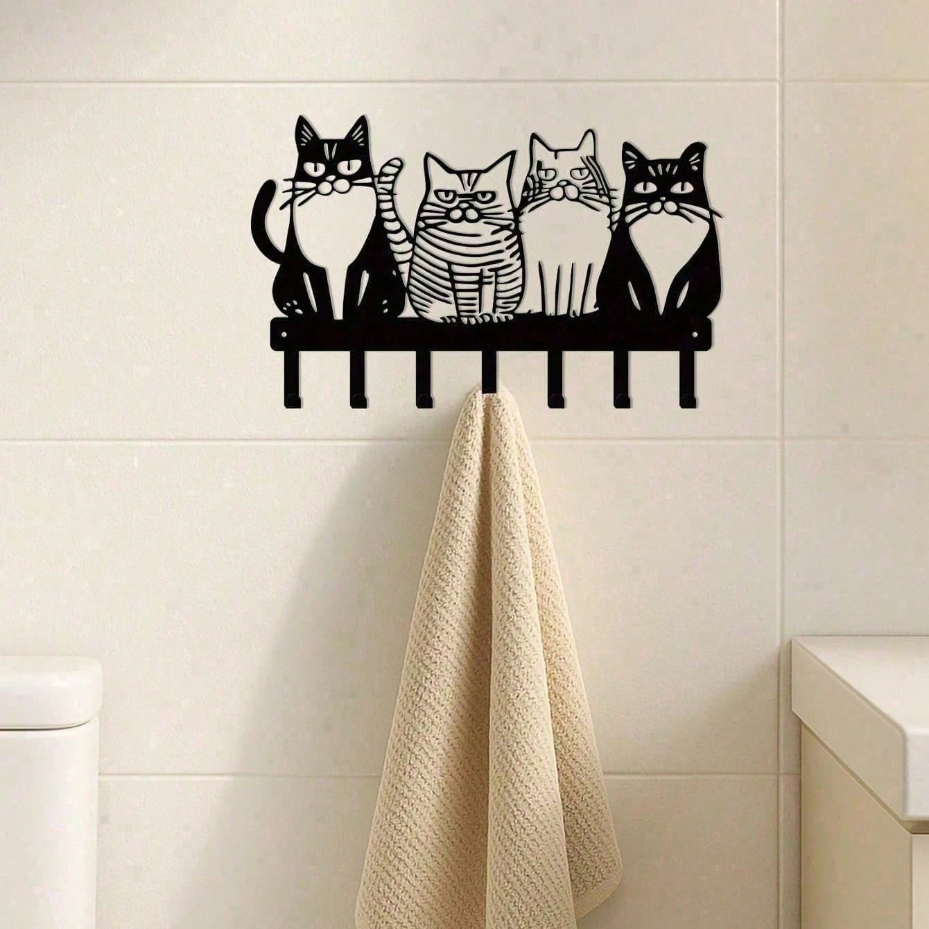 CIFBUY Vintage Cat Wall Hooks Rustic Key Holder Entryway Gift
