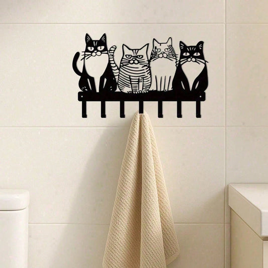 CIFBUY Vintage Cat Wall Hooks Rustic Key Holder Entryway Gift