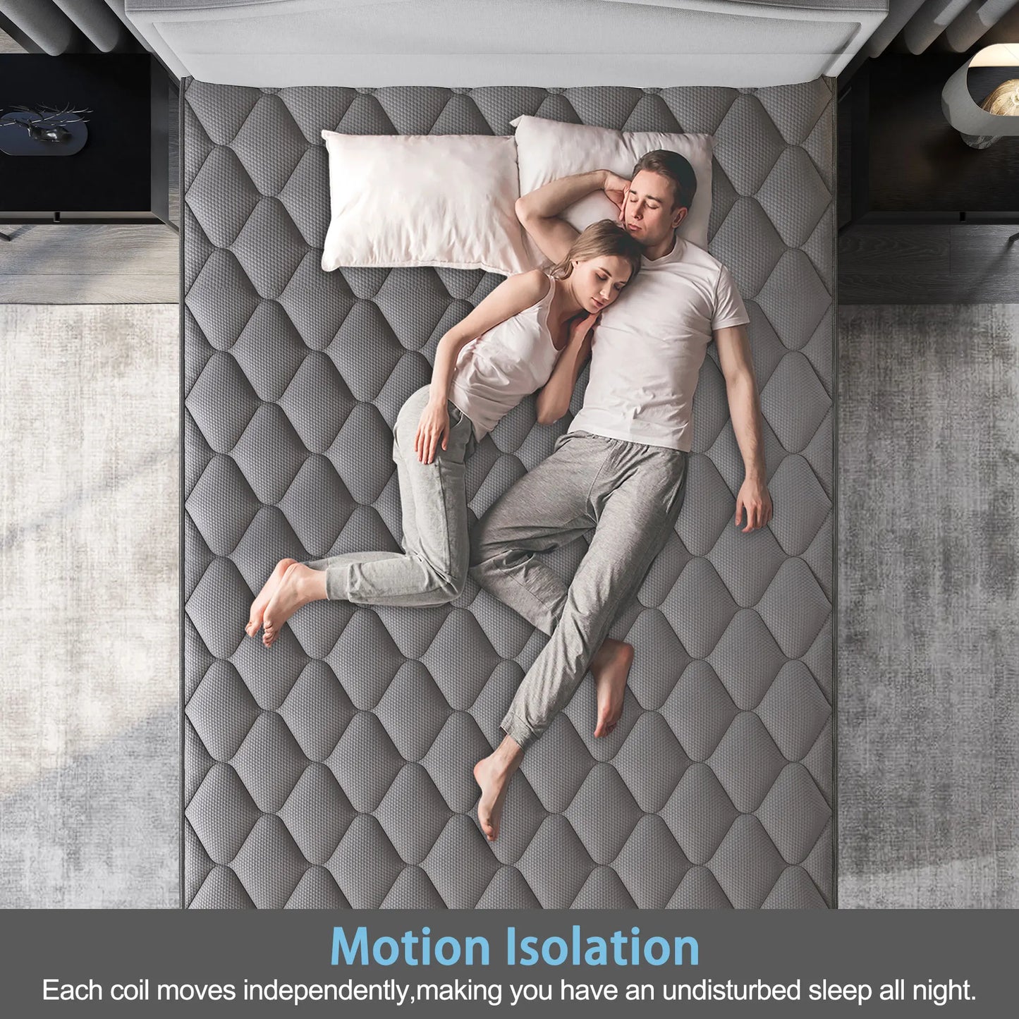 10"12"14"Twin Full Queen King Size Mattress in a Box Hybrid Spring Memory Foam,Euro Top Mattresses Medium Firm for Motion Isolat