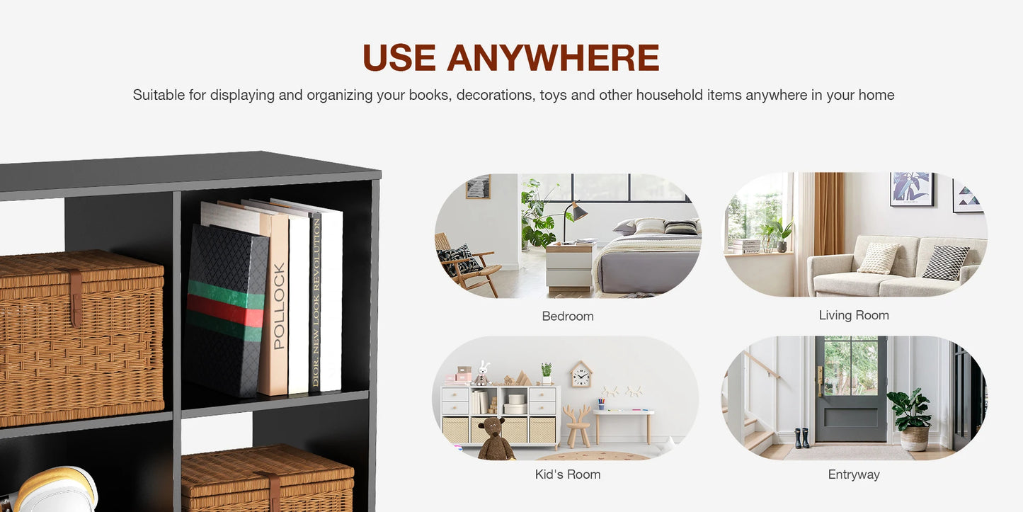 JHK 9 Cube Wooden Storage Organizer Bookshelf for Living Room