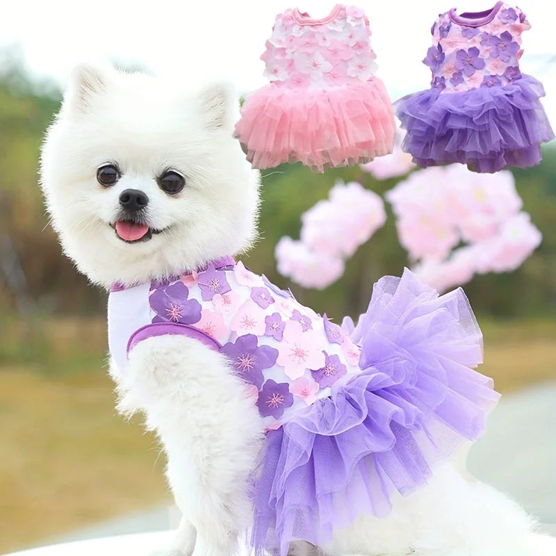 Floral Princess Dog Dress For Everyday Pet Outings