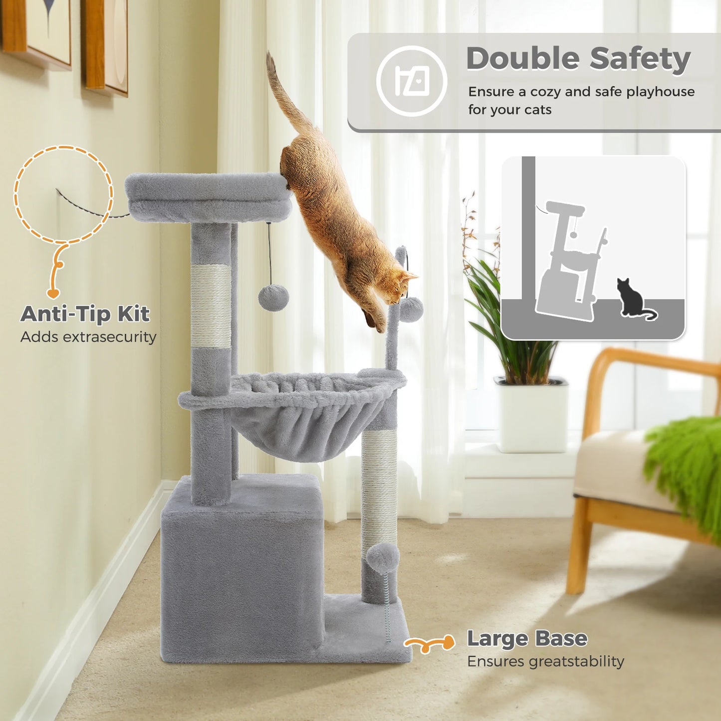 PAWZ Road 4-In-1 Cat Tree With Condo And Cozy Perch