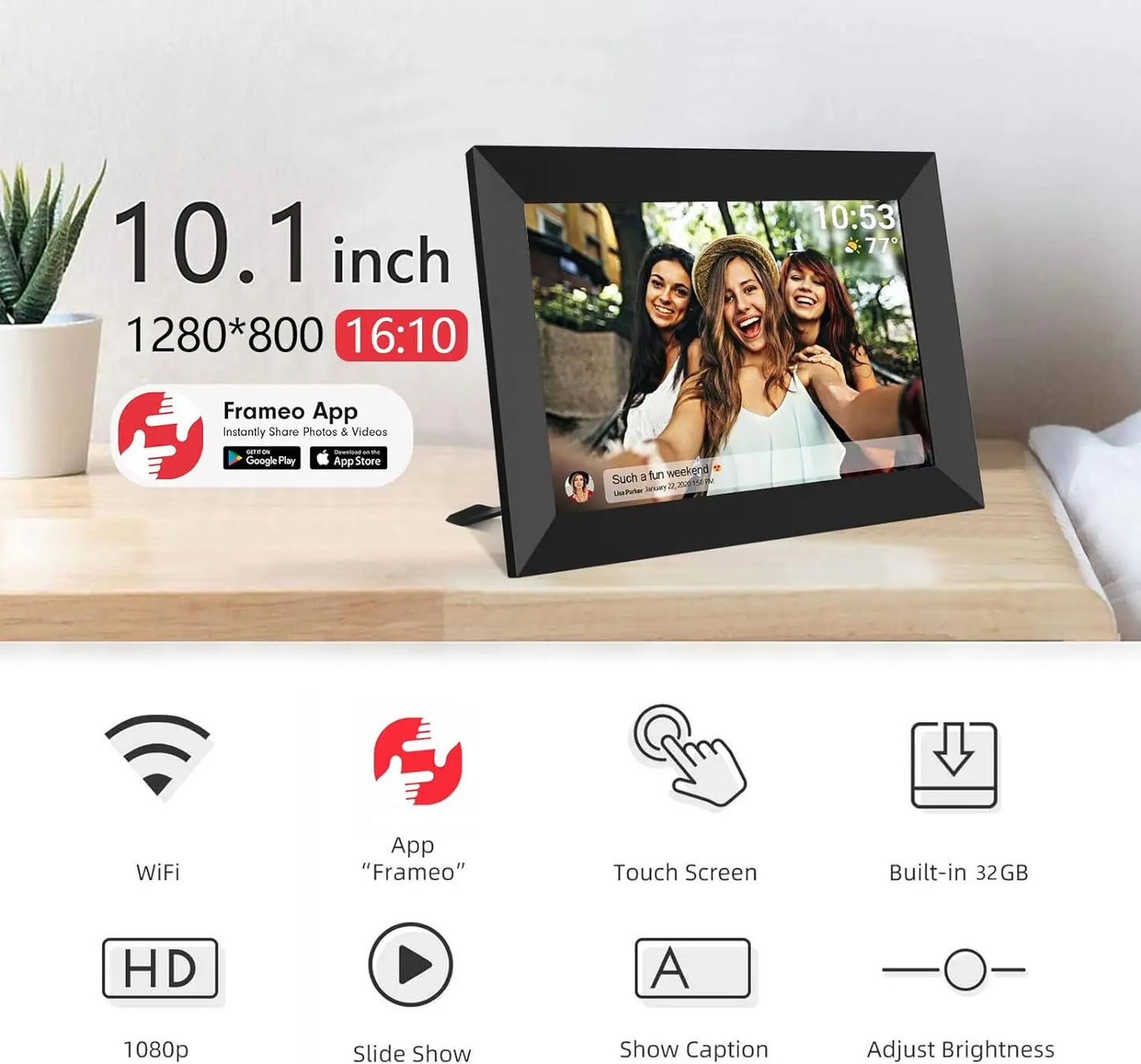 YENOCK 32GB Frameo Smart WiFi Digital Photo Frame Plus
