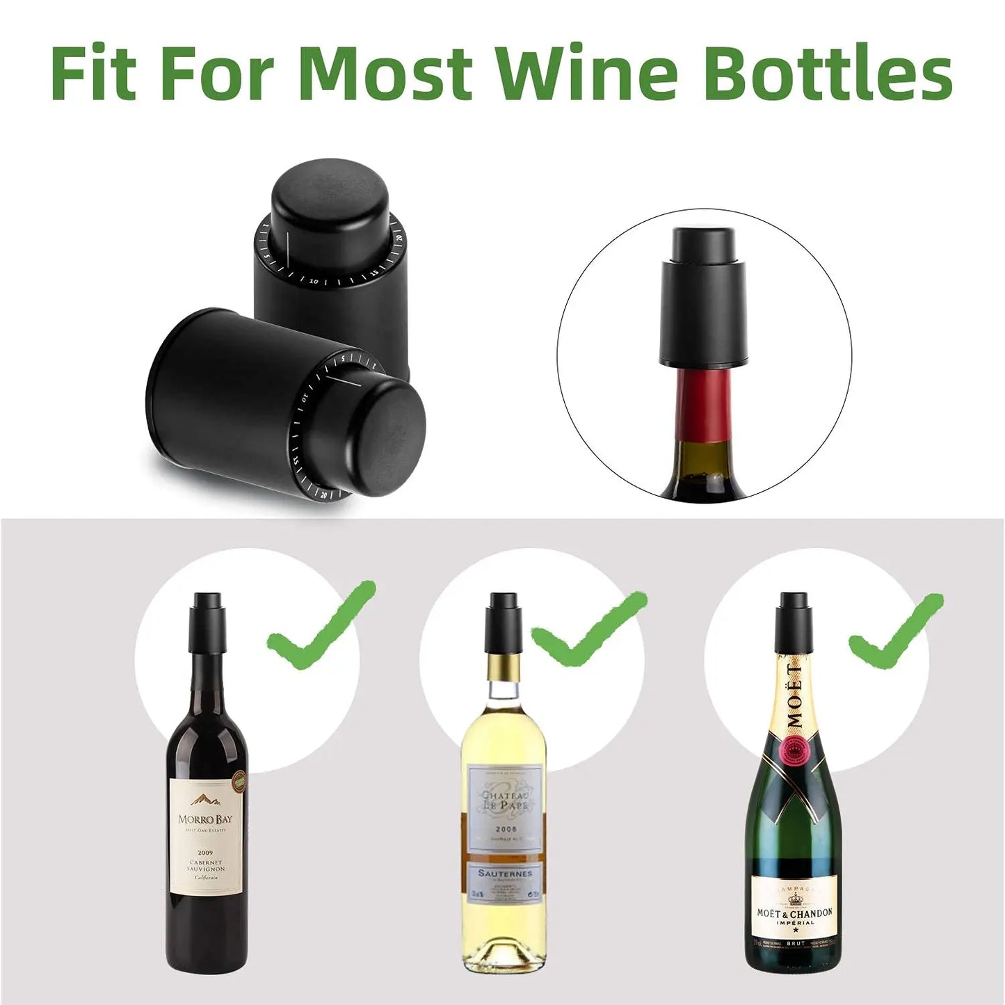 Wine Stopper Vacuum (2 Pack Wine Stoppers)