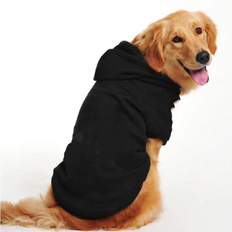 Solid Fleece Dog Jacket Coat With Hood For All Breeds