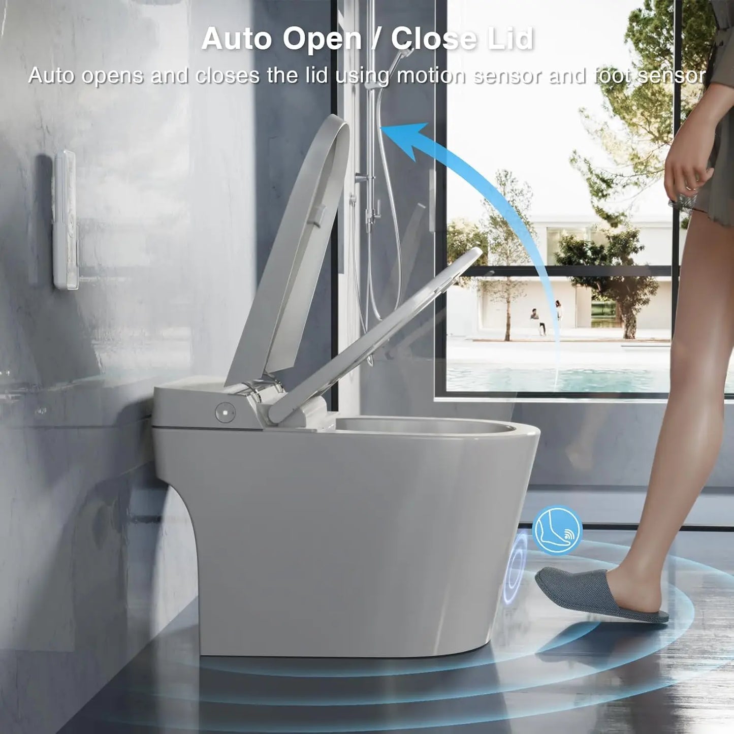 HUANZHUANG Smart Tankless Toilet with Heated Seat and Auto Flush