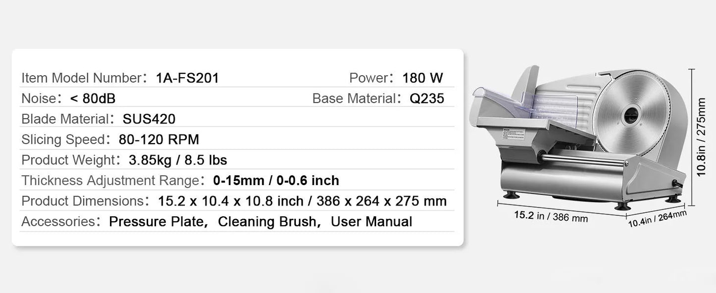 VEVOR Electric Meat Slicer For Home Use And Deli Quality