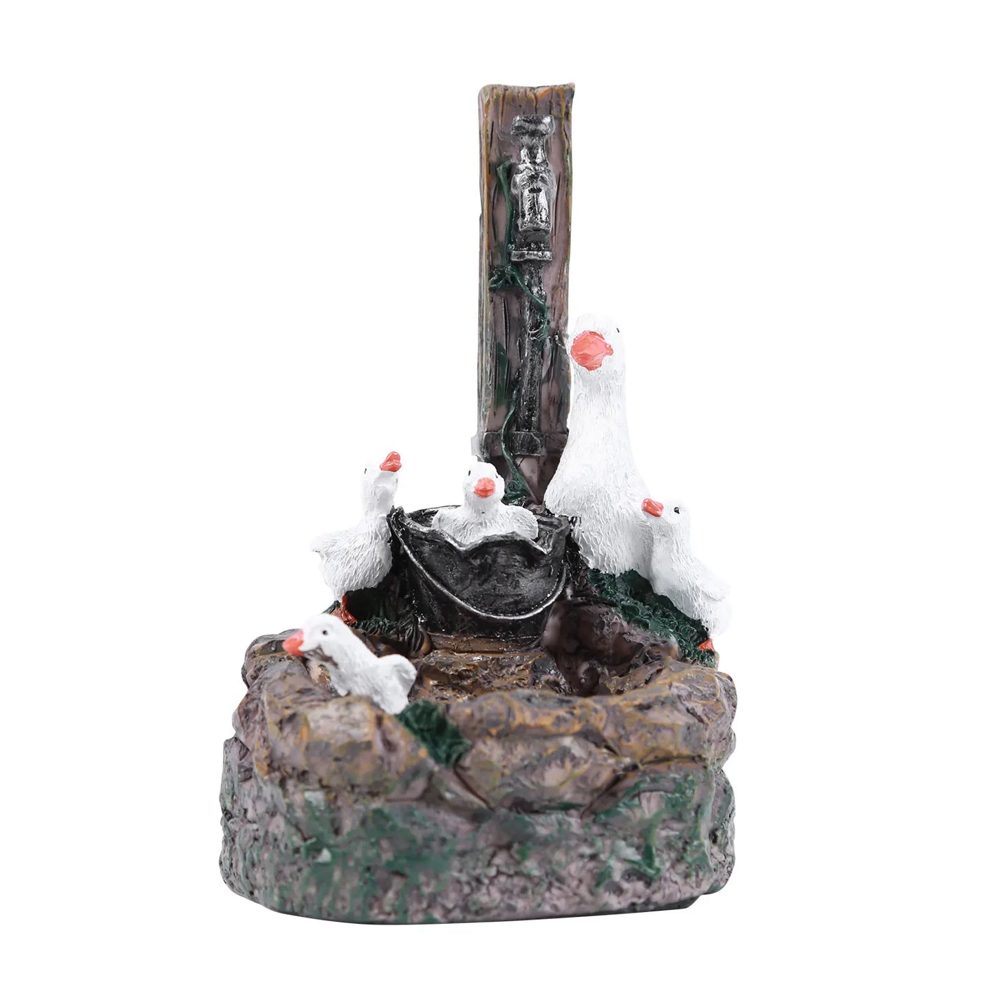 Alloet Funny Duck And Squirrel Fountain Ornament With Light