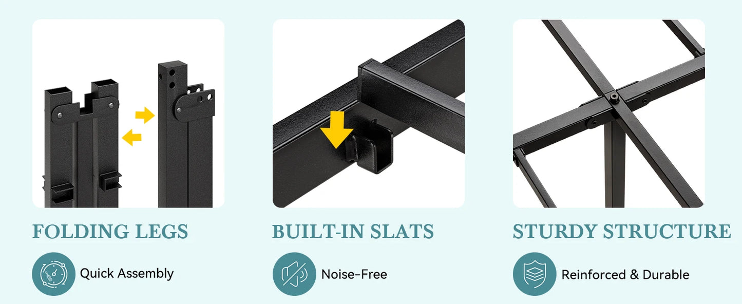 HOOMIC Twin/Full/Queen/King Heavy-Duty Metal Bed Frame with 14 Inch Under-Bed Storage — No Box Spring Needed, Easy Assembly