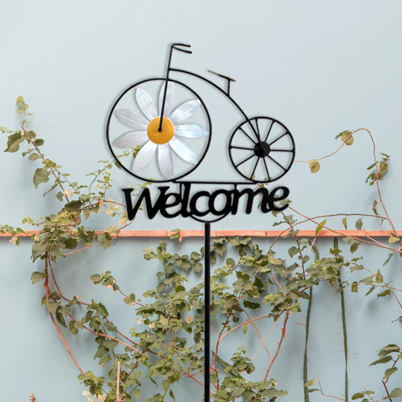 Outdoor Garden Daisy Windmill Decoration Metal Yard Art
