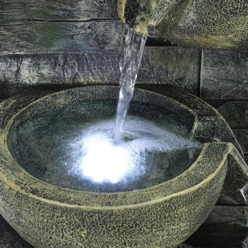 Flowing Water Rockery Fountain Ornament With Led Light For Garden