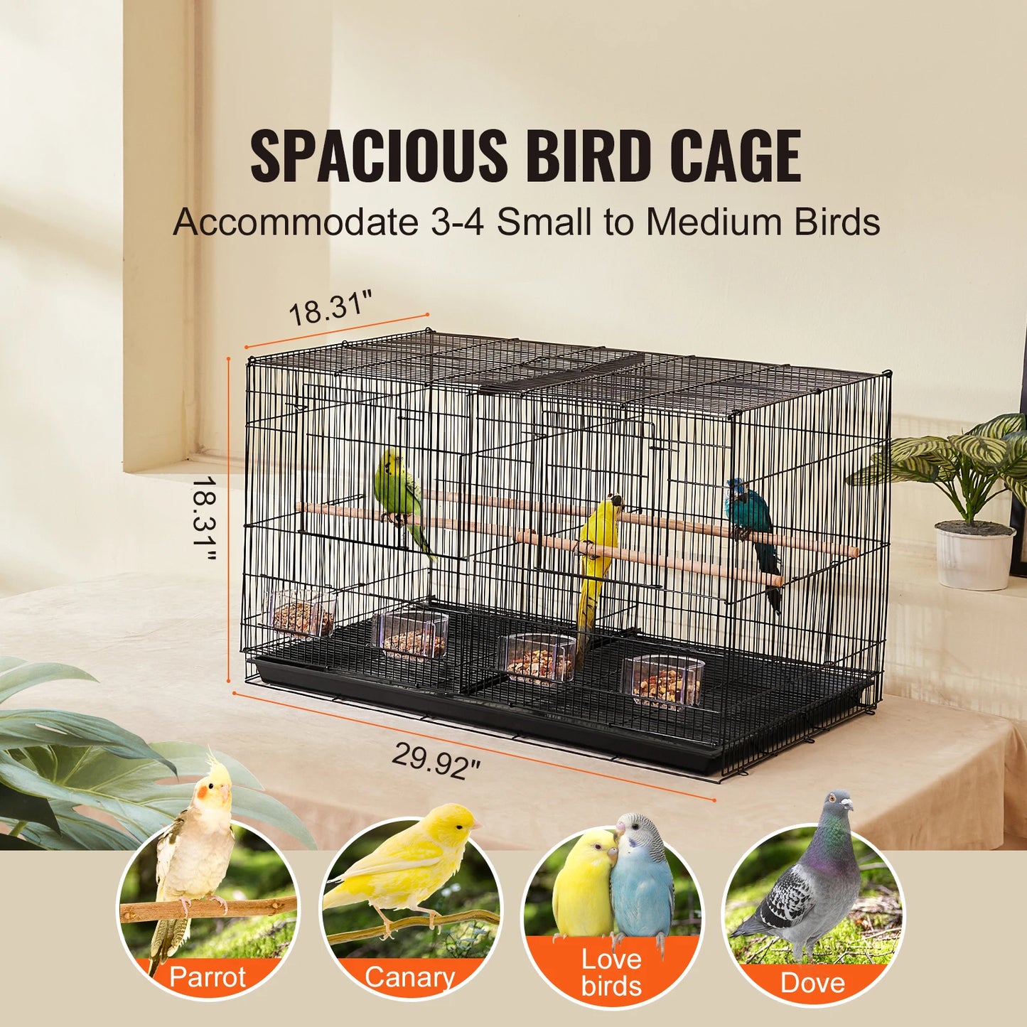 SucceBuy Flight Bird Cage With Divider And Travel Handle