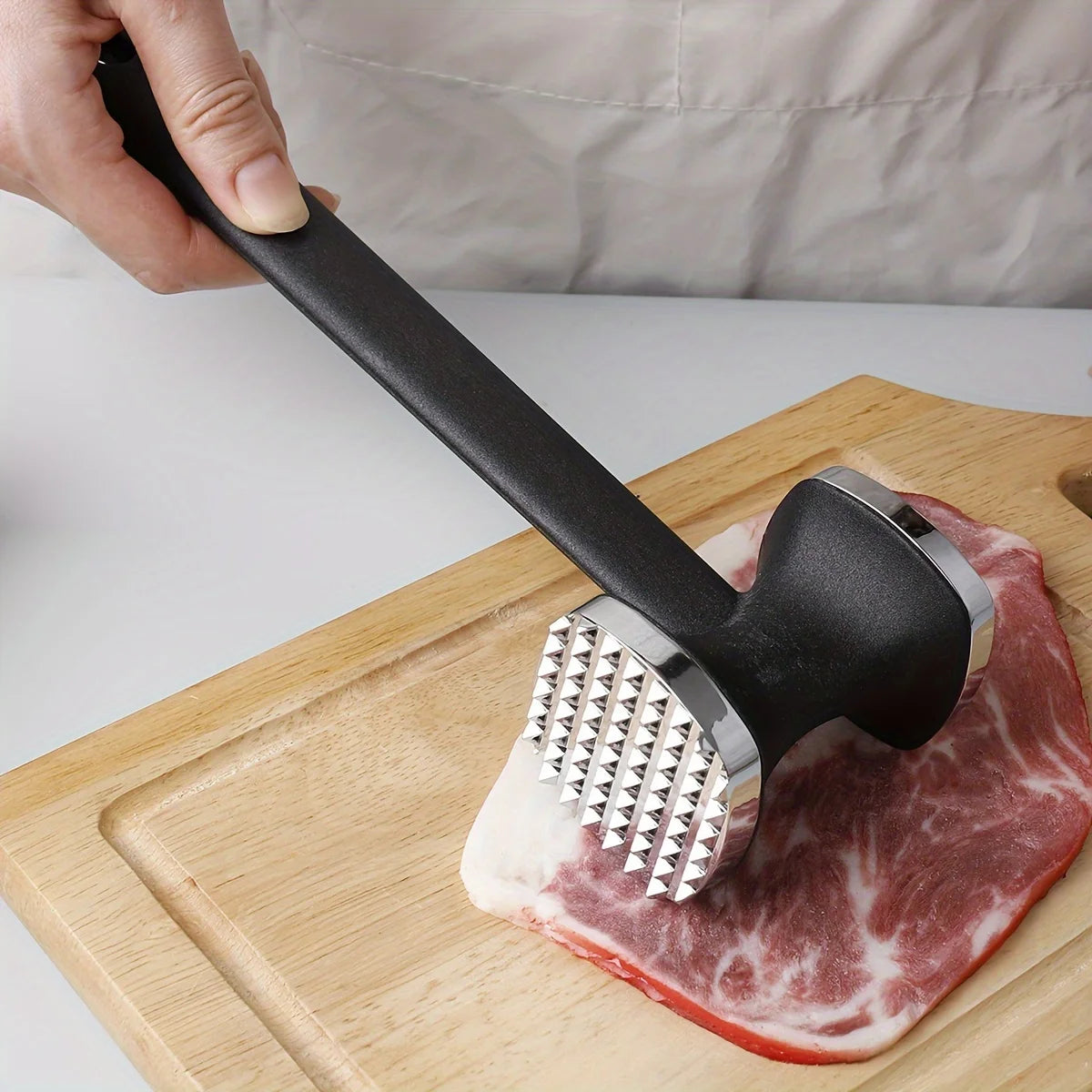 Stainless Steel Meat Tenderizer Mallet With Rubber Handle