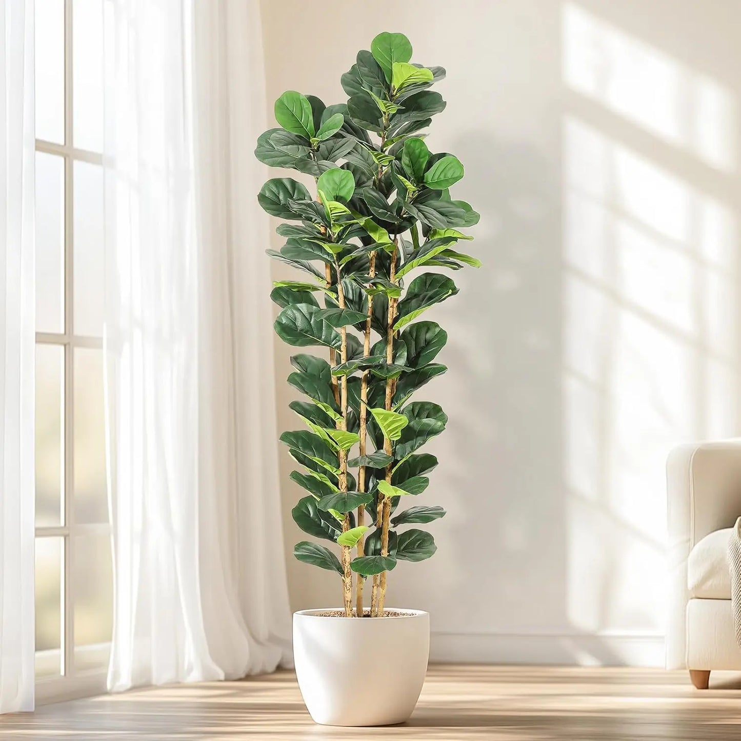 HiMISSCN Fiddle Leaf Fig Artificial Tree With Pot Indoor Decor